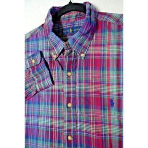 Ralph Lauren‎ Botton Down Shirt Men's XL Plaid Colorful Long Sleeve